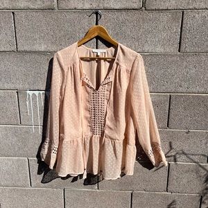 Peach Daniel Rainn Swiss Dot Women’s Blouse, Size Large